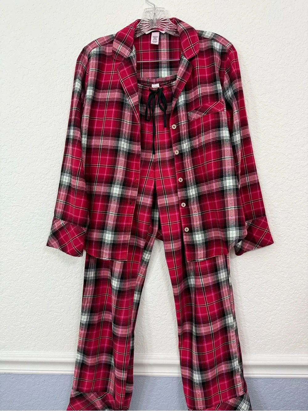 Victoria's Secret Red and Black Plaid Women Pajama Set Sz XS Pants M